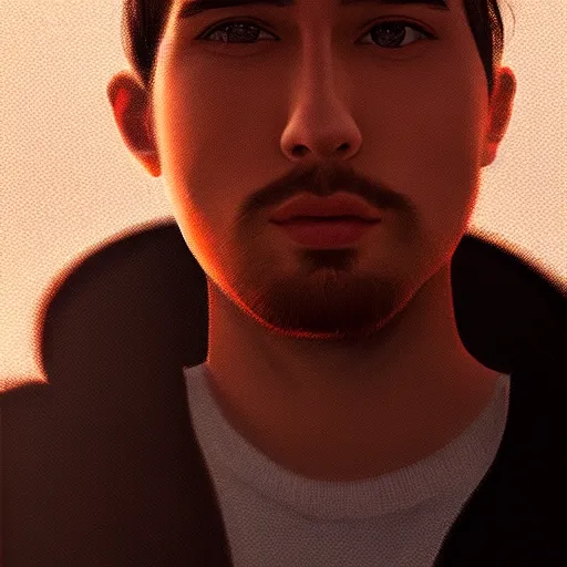 Prompt: of a photo portrait of rafael vallaperde, artstation, facebook, instagram, sunrise lighting, f 2. 8