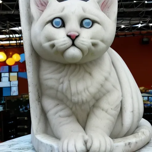 Image similar to large marble statue of cute kittens at cute kitten championship displaying their cuteness