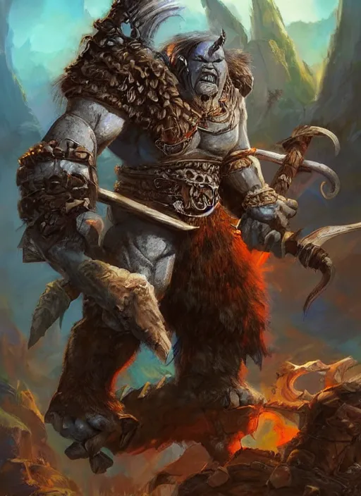 Image similar to orc barbarian, ultra detailed fantasy, dndbeyond, bright, colourful, realistic, dnd character portrait, full body, pathfinder, pinterest, art by ralph horsley, dnd, rpg, lotr game design fanart by concept art, behance hd, artstation, deviantart, hdr render in unreal engine 5