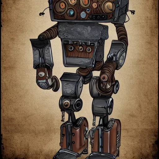 Image similar to robot fox, steampunk style, digital art