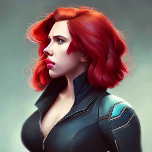 Image similar to a portrait of scarlett johansson black widow, art by lois van baarle and loish and ross tran and rossdraws and sam yang and samdoesarts and artgerm, digital art, highly detailed, intricate, sharp focus, trending on artstation hq, deviantart, unreal engine 5, 4 k uhd image