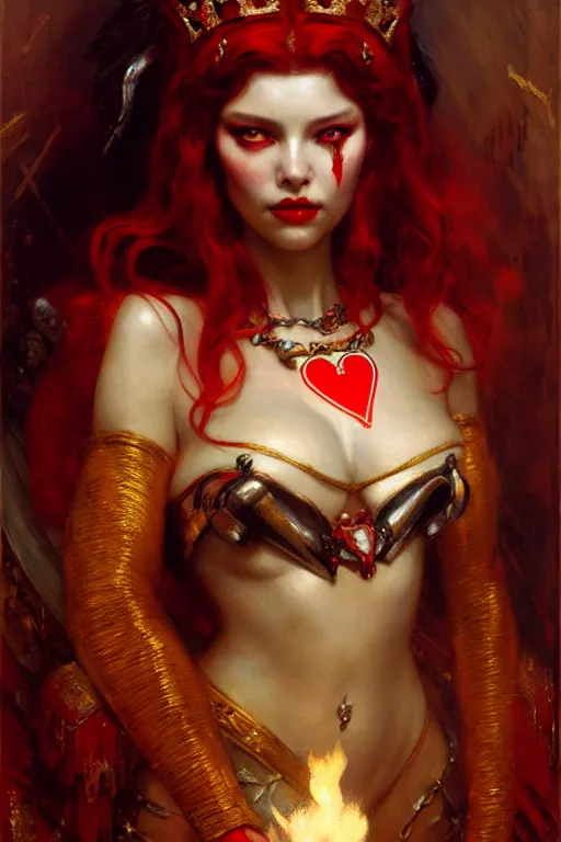 Prompt: the queen of hearts by gaston bussiere, bayard wu, greg rutkowski, giger, maxim verehin