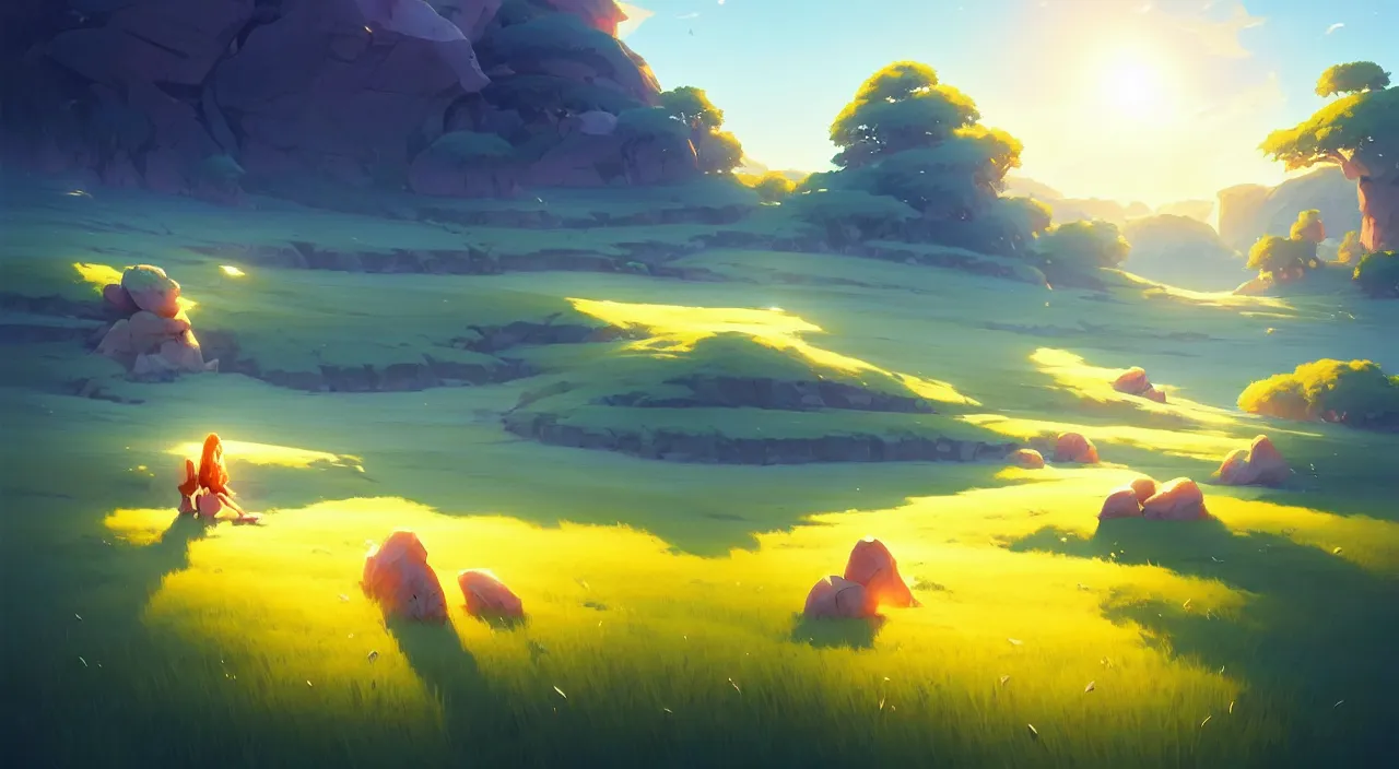 Image similar to beautiful minimalistic summer landscape, in marble incrusted of legends heartstone official fanart behance hd by Jesper Ejsing, by RHADS, Makoto Shinkai and Lois van baarle, ilya kuvshinov, rossdraws global illumination