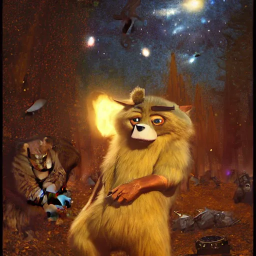 Prompt: a portrait of a male manbearpig in starfleet uniform at night in a dark forest. zootopia fursona furaffinity furry art detailed face painting by gaston bussiere craig mullins jc leyendecker gustav klimt artgerm greg rutkowski furry