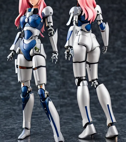 Image similar to Girl in mecha cyber Armor, portrait of the action figure of a girl, with bare legs，in the style of Kotobukiya ，anime figure