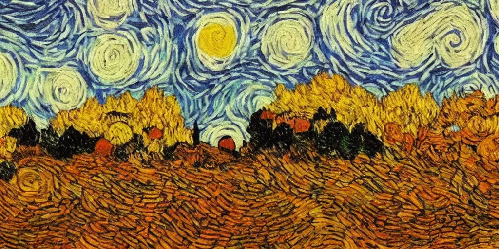 Prompt: autumn landscape, in the style of van gogh,