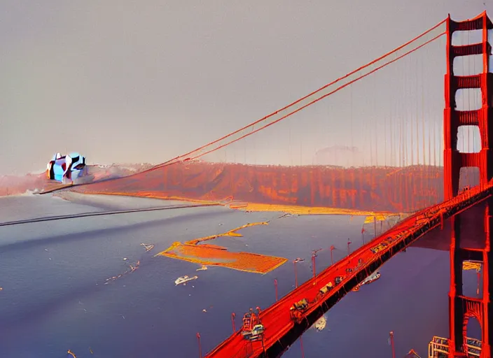 Prompt: Golden gate bridge, by Petros Afshar