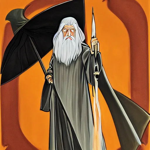 Image similar to gandalf as art deco, painting