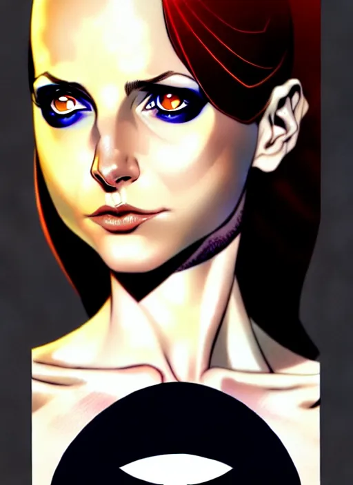 Prompt: artgerm, joshua middleton comic cover art, pretty sarah michelle gellar superhero, asymmetrical black oval spot covering left eye from eyebrow to cheek, left eye only, very pale white skin, no spot right eye, white around right eye