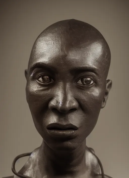 Image similar to stylised bust sculpture of Demas Nwoko, beautiful studio lighting