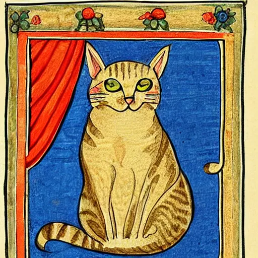 Image similar to a cat illustration from an illuminated manuscript