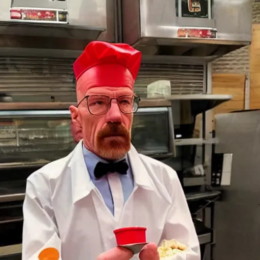 Image similar to walter white as a kebab seller