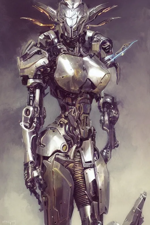 Prompt: portrait full body girl metal cyborg armor and metal horse by gaston bussiere, anna nikonova aka newmilky, greg rutkowski, yoji shinkawa, yoshitaka amano, tsutomu nihei, donato giancola, geoffroy thoorens, concept art, trending on artstation, featured on pixiv