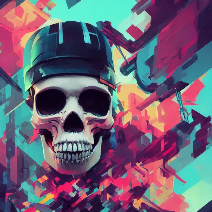 Prompt: a colorful comic noir illustration painting of a cyberpunk skull by sachin teng and sergey kolesov and sam yang. in style of 3 d art. hyper detailed, sharp focus, soft light. octane render. ray tracing. trending on artstation