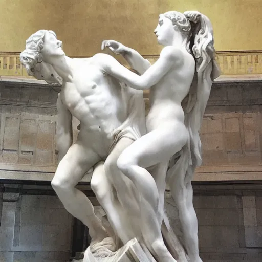 Prompt: statue of The Rape of Proserpina, white marble highly detailed, sharp focus