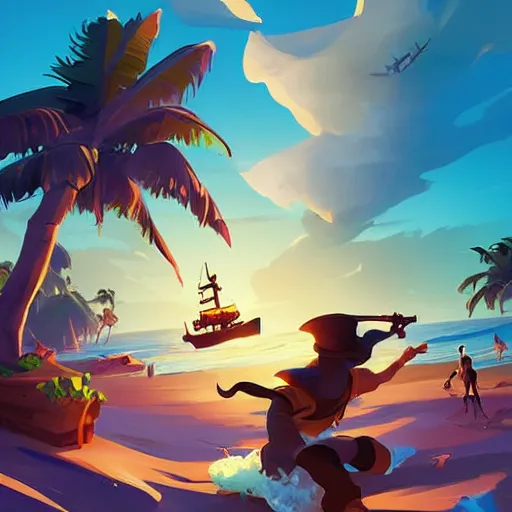 Image similar to painting treasure on sea of thieves game smooth median photoshop filter cutout vector, behance hd by jesper ejsing, by rhads, makoto shinkai and lois van baarle, ilya kuvshinov, rossdraws global illumination