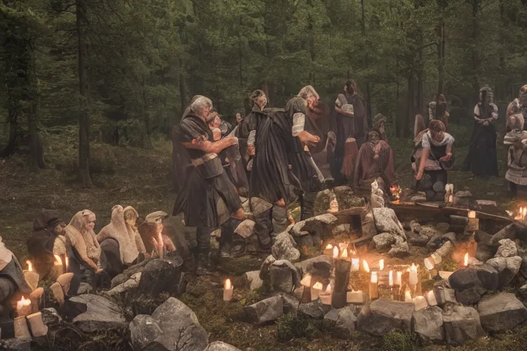 Prompt: photo of old swedish sacrifice ritual, 4k