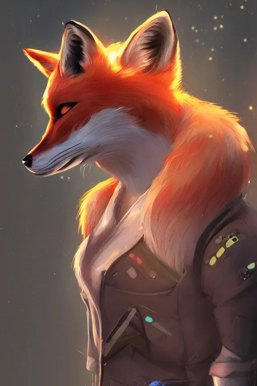 Image similar to a fox fursona, trending on artstation, by kawacy, furry art, digital art, cyberpunk, high quality, backlighting