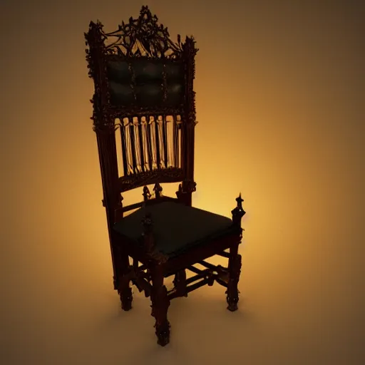 Prompt: gothic chair, crisp, dim painterly volumetric aquatic lighting, beautiful 3 d concept art, artstation