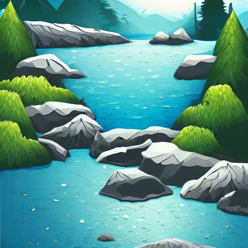 Image similar to mountain water noisy illustration vector digital art trending on artstation h 7 6 8