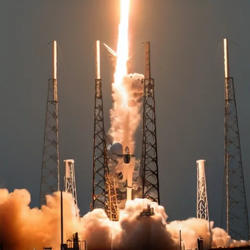 Image similar to photo of the spacex falcon 9 spacecraft launch from cape canaveral, detailed, realistic, focus