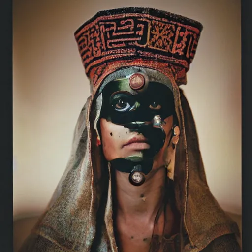 Image similar to A Moroccan cyborg, portrait, 35mm film, Taschen, by Annie Liebovitz, Noriaki Yokosuka, Tadanori Yokoo