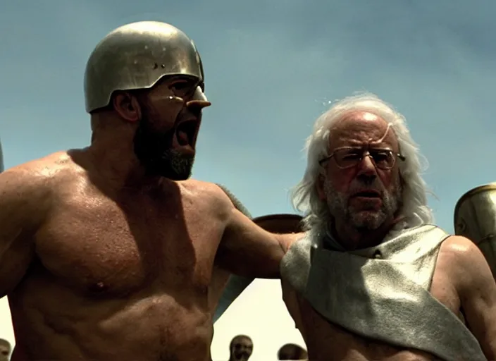 Image similar to film still of bernie sanders as leonidas in 3 0 0 movie, 8 k