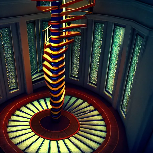 Image similar to spiral staircase to hell, 4 k, hdr, award - winning, octane render, artstation