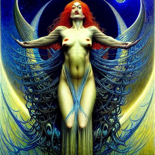 Image similar to Celestial Witch by Jean Delville and Karol Bak