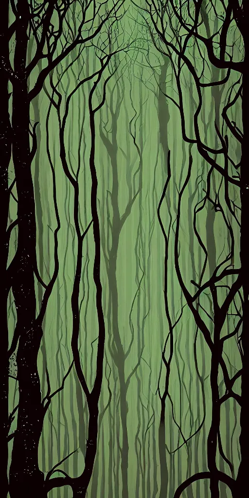 Prompt: a minimalist picture of a magical forest, by petros afshar