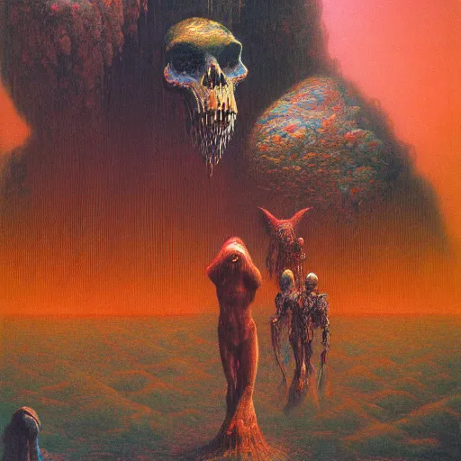 Image similar to hell with people suffering by lisa frank and beksinski and wayne barlowe, 8 k, hires