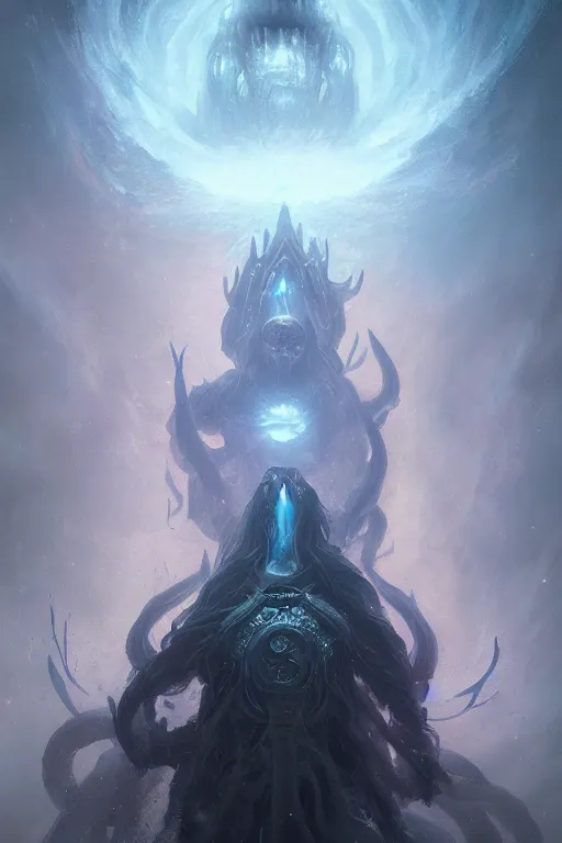 Prompt: great old one, eldritch god, deity, god, cosmic, nightmare, outer space, aliens, digital art, magic the gathering, mtg, by greg rutkowski, trending on artstation