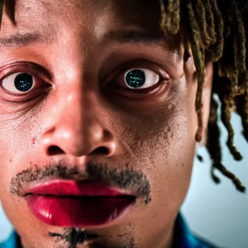 Prompt: a cinematic film still of Trippie Redd starring in The Shining, portrait, 40mm lens, shallow depth of field, close up, split lighting, cinematic