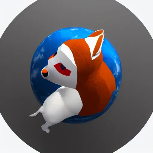 Image similar to a 3 d render of an astronaut in space holding a fox wearing lipstick