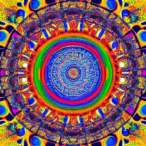 Image similar to A beautiful Buddhist Mandala, hyper-detailed, rainbow color scheme :: Mystical, astral, concept art