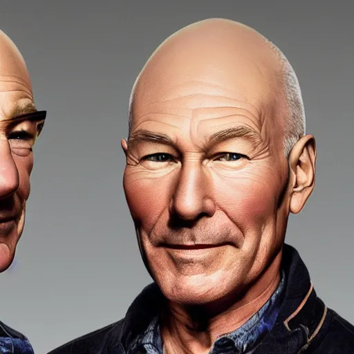 Prompt: patrick stewart and john delancey hosting a podcast, intricate, highly detailed, digital painting, by adam paquette and adolf hiremy - hirschl