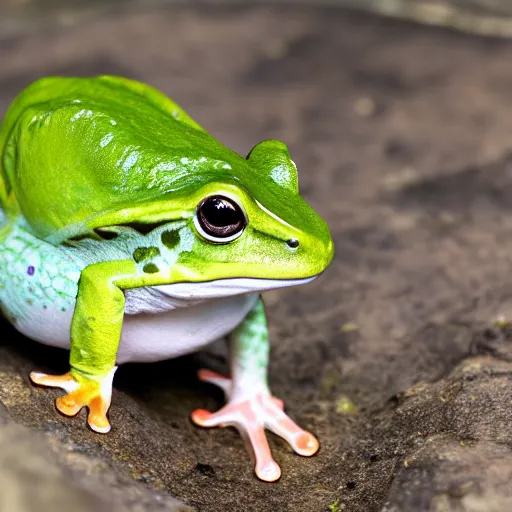 Prompt: photo of a hybrid between a rabbit and a frog