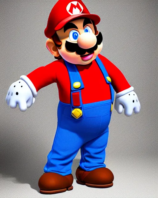 Image similar to Danny DeVito dressed as Super Mario, cinematic, Super Mario costume, studio light, 8K