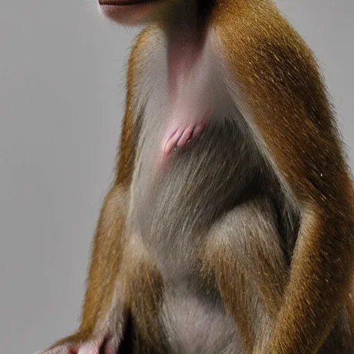 Prompt: a badly taxidermied monkey,