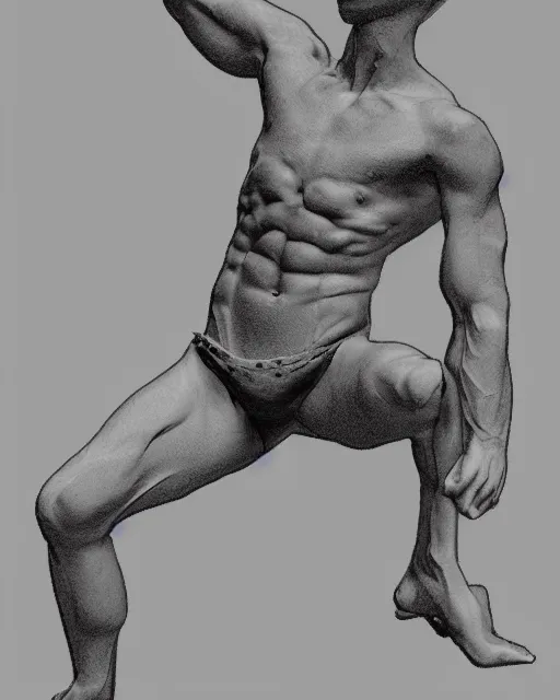 Image similar to dynamic male body pose, perspective, simple sketch