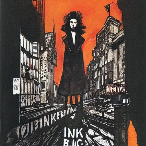 Image similar to post - punk cabaret album cover, black, white, orange, psychedelic, new age, magic, enki bilal
