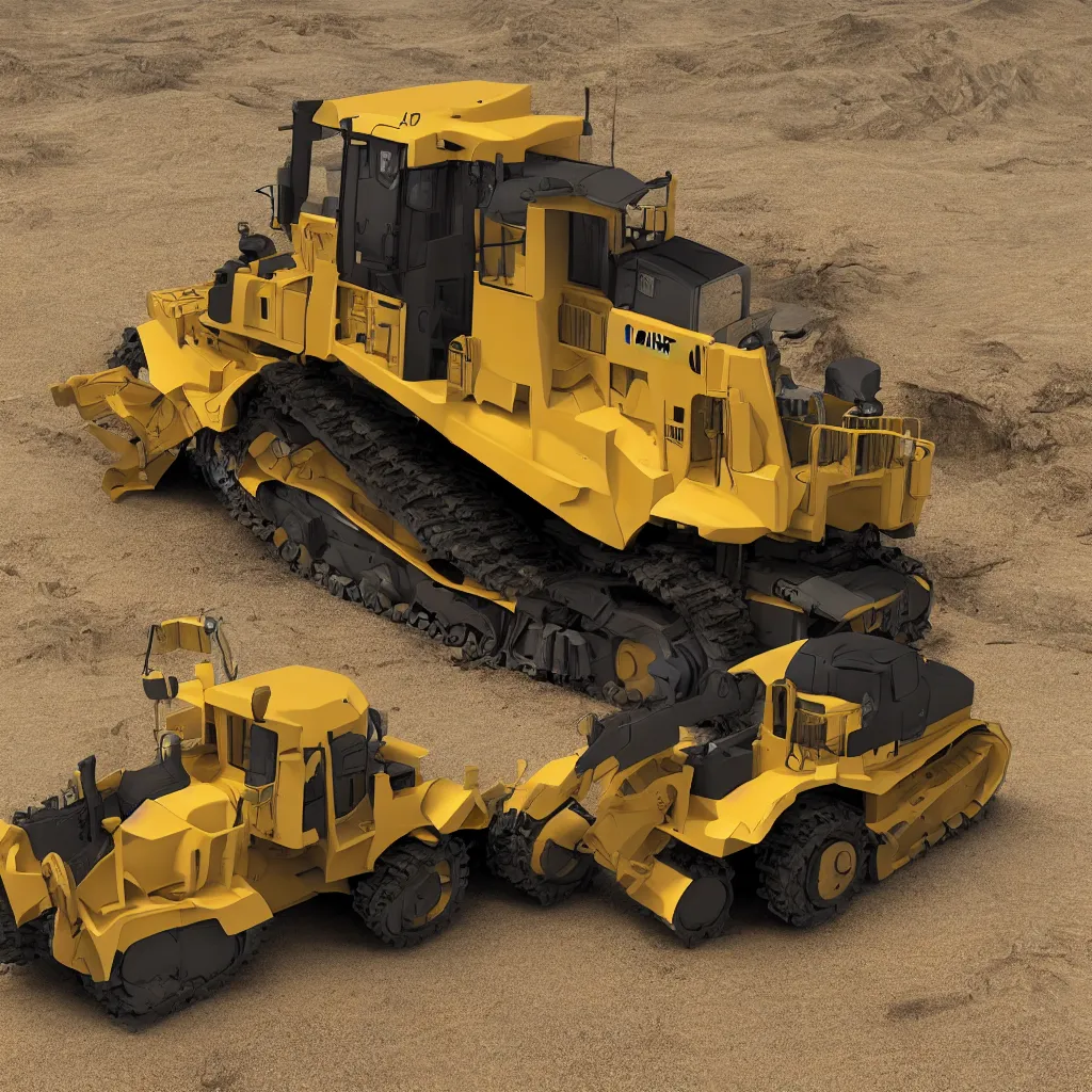 Prompt: caterpillar bulldozer, studio shot, photorealistic rendering, super detailed