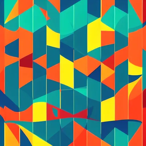 Image similar to geometric art of a city, made entirely from gradients, colorful, vector graphics