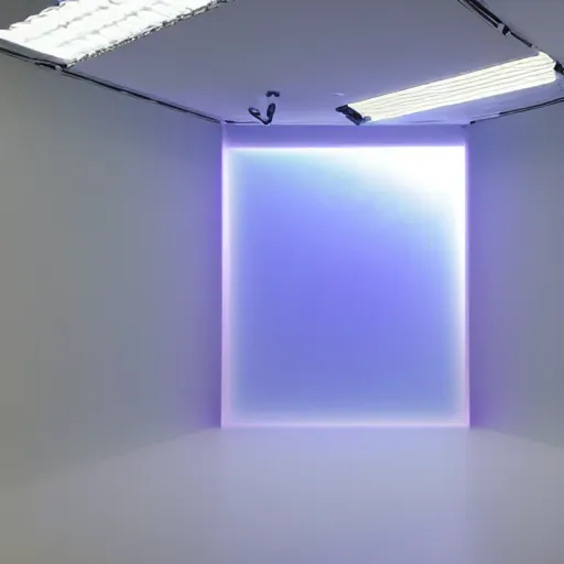 Image similar to an ultra high definition professional studio quality photograph of a transparent iridescent perspex pastel coloured sculpture in an empty white room. dramatic lighting, ray tracing, refraction, shallow d. o. f, colour corrected, golden ratio, three point light. volumetric shadows. god rays.