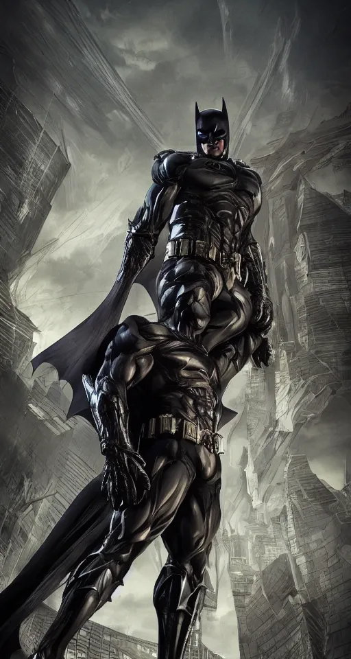 Prompt: Batman Designed By Moebius Yasushi Nirasawa and HR Giger, full body action pose, hyperrealistic, octane render, HDR, volumetric lighting,