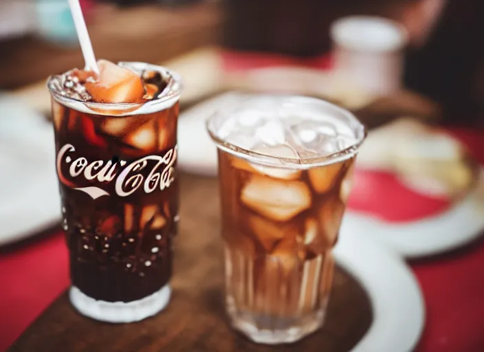 Image similar to dslr food photograph of iced coke 8 5 mm f 1. 8