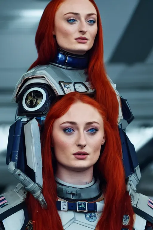 Image similar to Sophie Turner as a Space commander