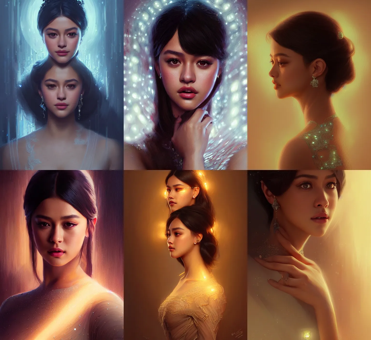 Prompt: portrait of liza soberano as alexandra trese, intricate, elegant, glowing lights, highly detailed, digital painting, artstation, glamor pose, concept art, smooth, sharp focus, illustration, art by wlop, kajo baldisimo and greg rutkowski