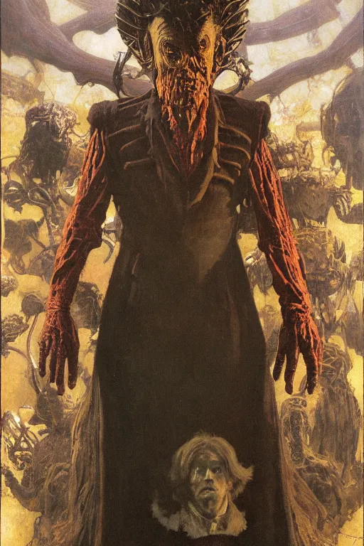 Prompt: full length portrait of dr who enemy eldred, painted by lawrence alma tadema, zdzislaw beksinski, norman rockwell, jack kirby, tom lovell, alex malveda, greg staples, hand of fear, bbc, tv