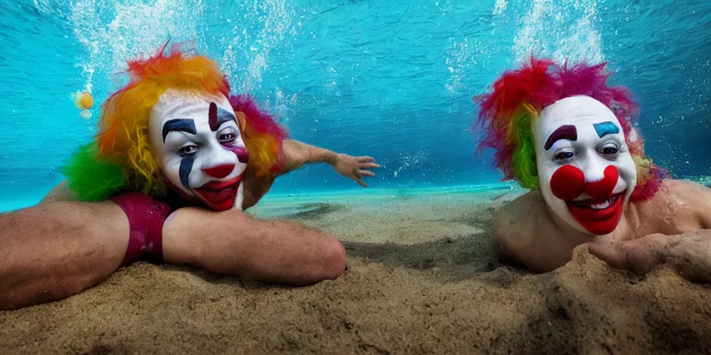 Image similar to clown swimming in the beach